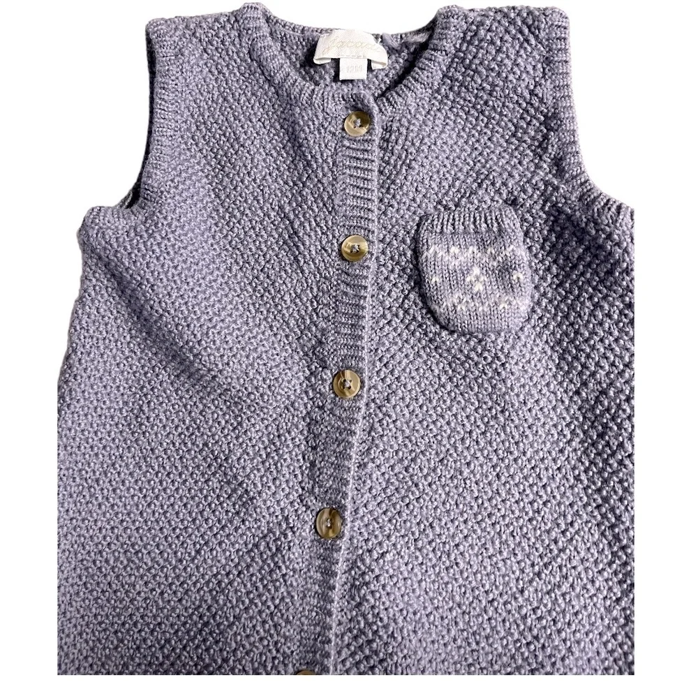 Jacadi Baby Knit One-Piece Overall Sweater 12 Months